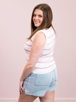 *NEW* Lucy Striped Button Tank | Pink