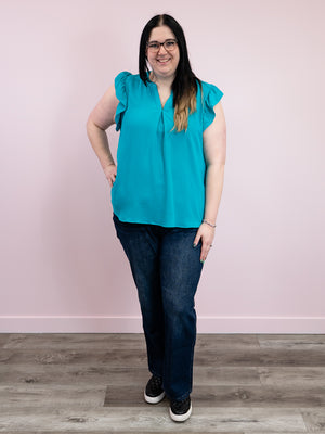 Love In The Villa Top | Light Teal