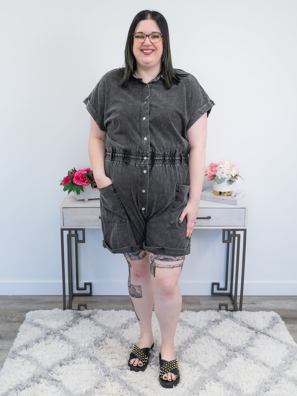 *FINAL SALE* Sunny Chic Romper | Mineral Washed Black