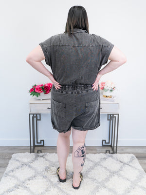 *FINAL SALE* Sunny Chic Romper | Mineral Washed Black