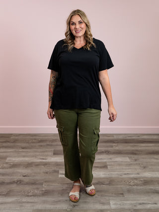 *12PM DEAL* Franklin V-Neck Tee | Black