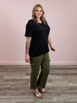 *12PM DEAL* Franklin V-Neck Tee | Black