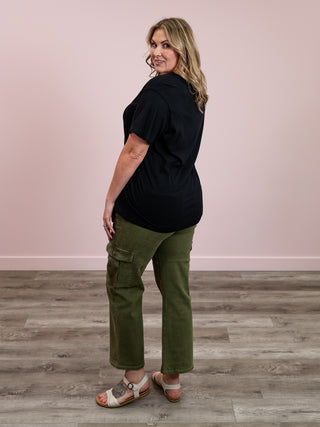 *12PM DEAL* Franklin V-Neck Tee | Black