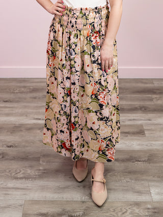 *NEW* DEX | Ashley Smocked Waist Midi Skirt | Vintage Rose