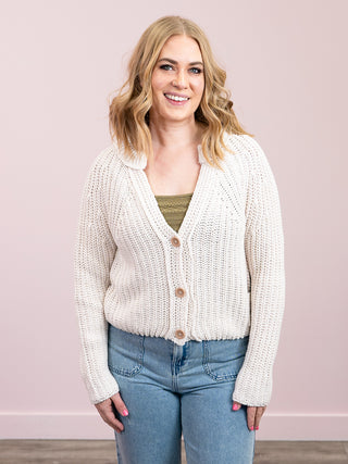 Room 34 | Oakberry Textured Button Front Cardigan | Natural
