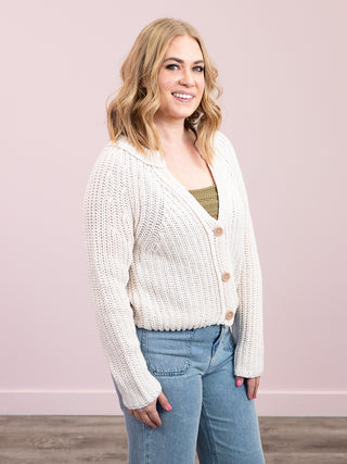 Room 34 | Oakberry Textured Button Front Cardigan | Natural
