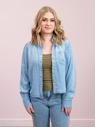 *NEW* Room 34 | Wildwood Lightweight Denim Shirt | Mid Blue Wash