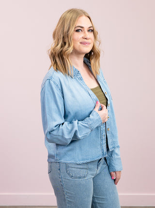 *NEW* Room 34 | Wildwood Lightweight Denim Shirt | Mid Blue Wash