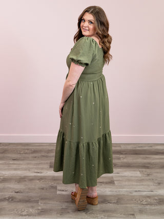 Room 34 | Homestead Smocked Tiered Maxi Dress | Sage