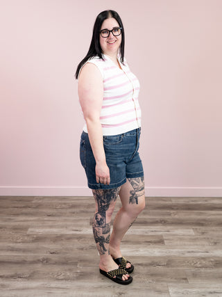 *NEW* Lucy Striped Button Tank | Pink