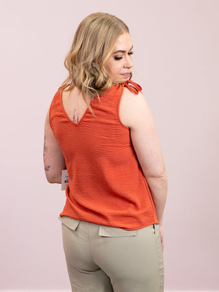 *NEW* Room 34 | Roselyn V-Neck Tie Shoulder Top | Copper