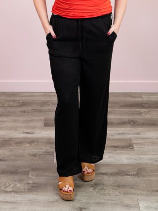 *NEW* DEX | Jemma Elastic Waist Linen Pants | Black