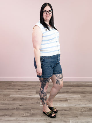 *NEW* Lucy Striped Button Tank | Sky Blue