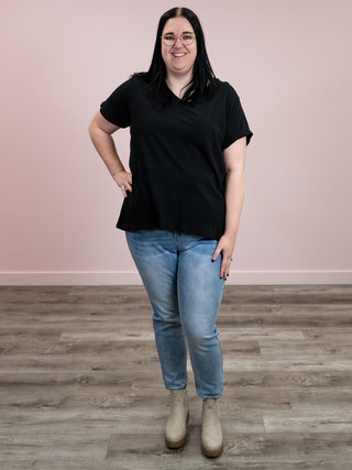 *12PM DEAL* Franklin V-Neck Tee | Black