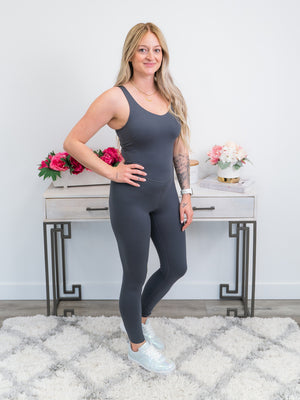 *FINAL SALE* Easy Peasy Jumpsuit | Charcoal