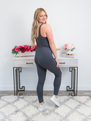 *FINAL SALE* Easy Peasy Jumpsuit | Charcoal