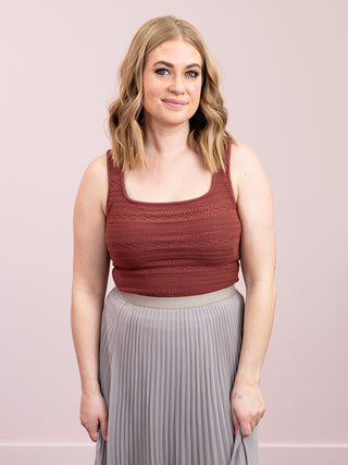 DEX | Shawna Square Neck Textured Tank | Burnt Sienna