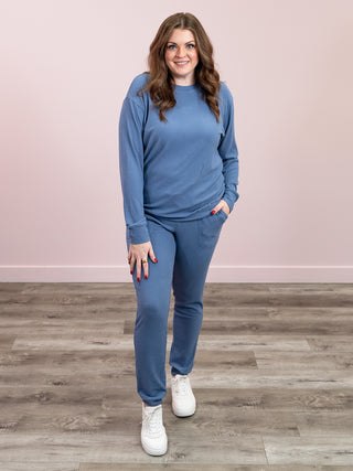 *NEW* Corrine Ribbed Pullover Top | Denim