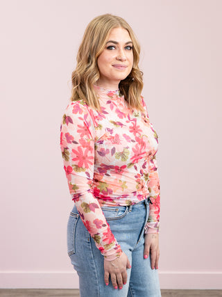 *NEW* Jayden Floral Mesh Top | Pink Multi