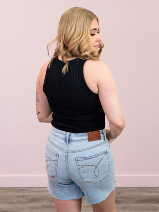 *NEW* Cate Crop Ribbed Tank | Black