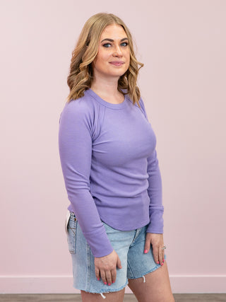 *NEW* West Coast Long Sleeve Waffle Top | Lavender