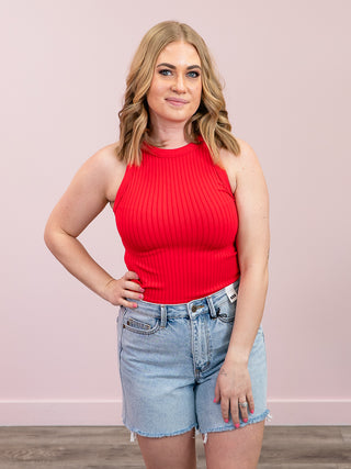 *NEW* Cate Crop Ribbed Tank | Ruby