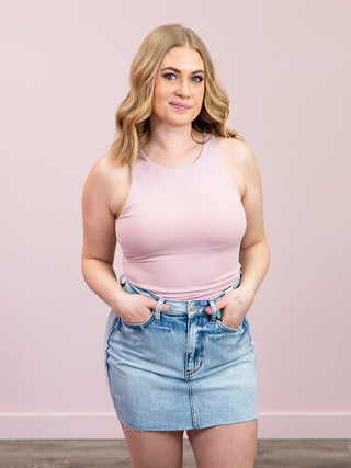 *NEW* Second Skin | Maria Tank Top w/ Bra Cups | Powder Pink