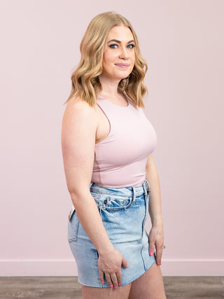 *NEW* Second Skin | Maria Tank Top w/ Bra Cups | Powder Pink