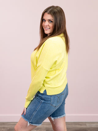 Chelsea Round Neck Sweater | Heather Electric Yellow