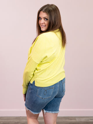 Chelsea Round Neck Sweater | Heather Electric Yellow