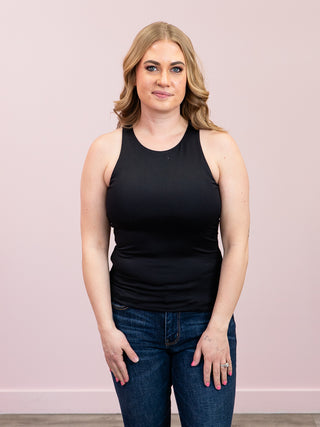 *NEW* Second Skin | Maria Tank Top w/ Bra Cups | Black