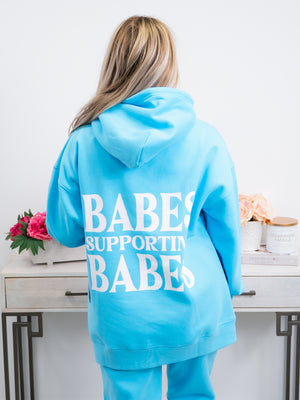 *FINAL SALE* Brunette The Label | Big Sister Hoodie | Babes Supporting Babes | Mediterranean Blue
