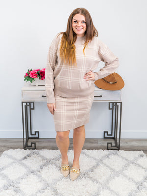 The Yale Plaid Sweater Skirt | Taupe