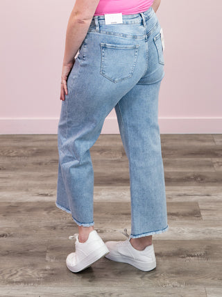 *NEW* Brock Wide Leg Fray Denim Pants | Medium Wash