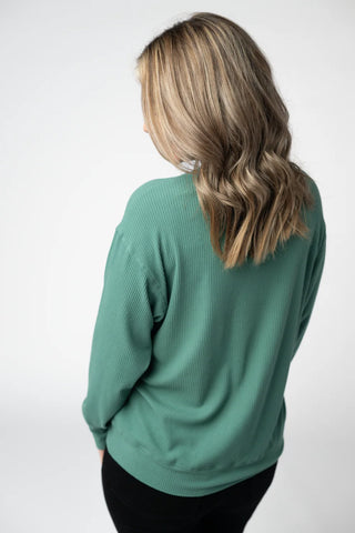*NEW* Corrine Ribbed Pullover Top | Fern