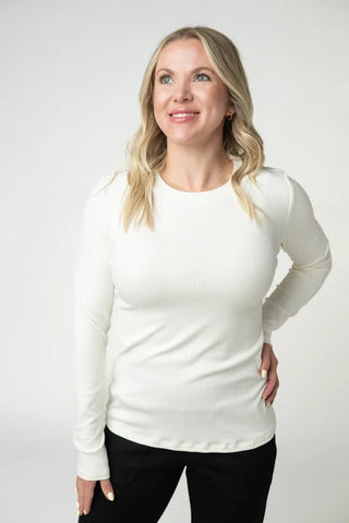 *NEW* Reese Ribbed Long Sleeve | Ivory