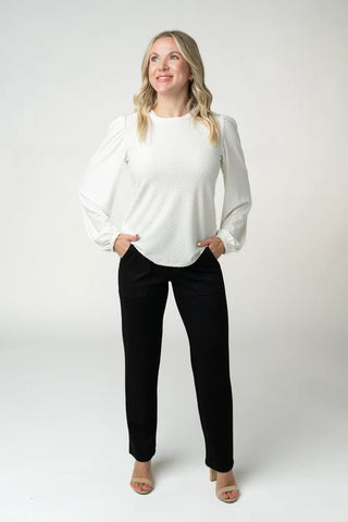 *NEW* Miranda Dot Long Sleeve Top | White