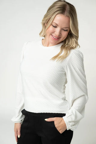 *NEW* Miranda Dot Long Sleeve Top | White