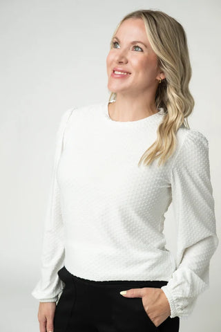 *NEW* Miranda Dot Long Sleeve Top | White