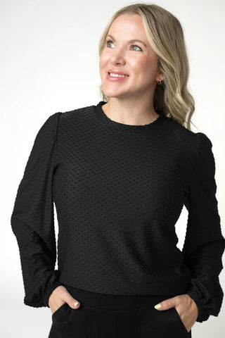 *NEW* Miranda Dot Long Sleeve Top | Black