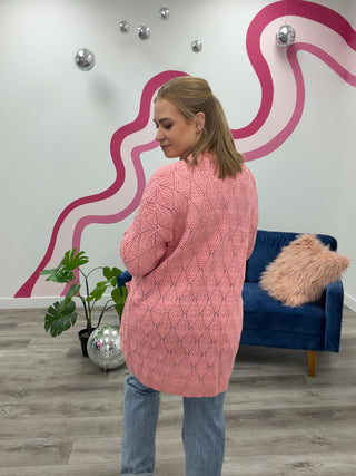 *NEW* Open Knit Cardigan | Rose