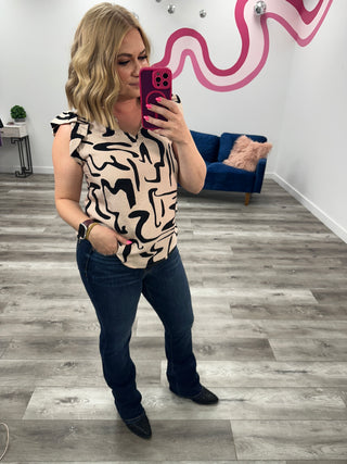 Lizanne Short Sleeve Ruffle Top | Tan