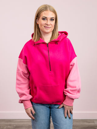 *NEW* Farrah Half Zip Hoodie | Pink and Fuchsia