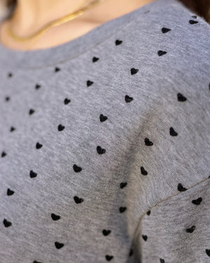 Grace & Lace | Felted Mini Hearts Tee | Mid Heather Grey