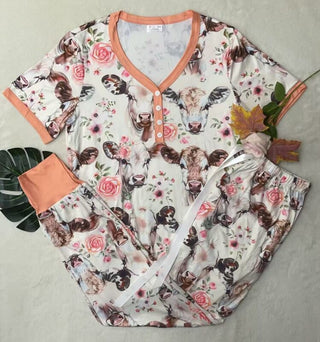 PREORDER Shirley Matching Set | Tee & Joggers | Floral Cow - shipping late March