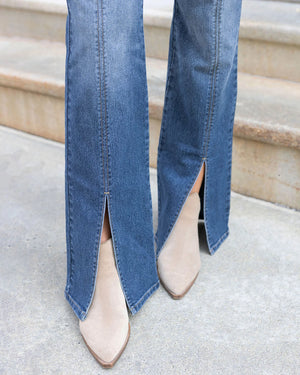 Grace & Lace | Front Slit Jeans | Aged Mid Wash