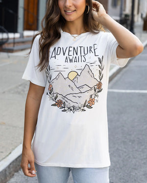 Grace & Lace | Girlfriend Fit Graphic Tee | Adventure Awaits