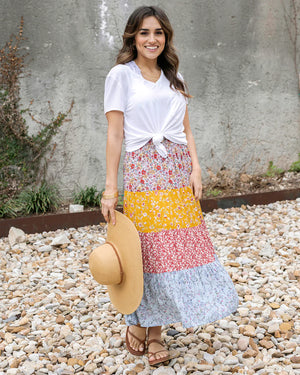 Grace & Lace | Go-To Tiered Skirt | Floral Patchwork