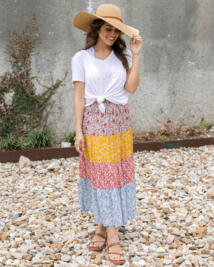 Grace & Lace | Go-To Tiered Skirt | Floral Patchwork