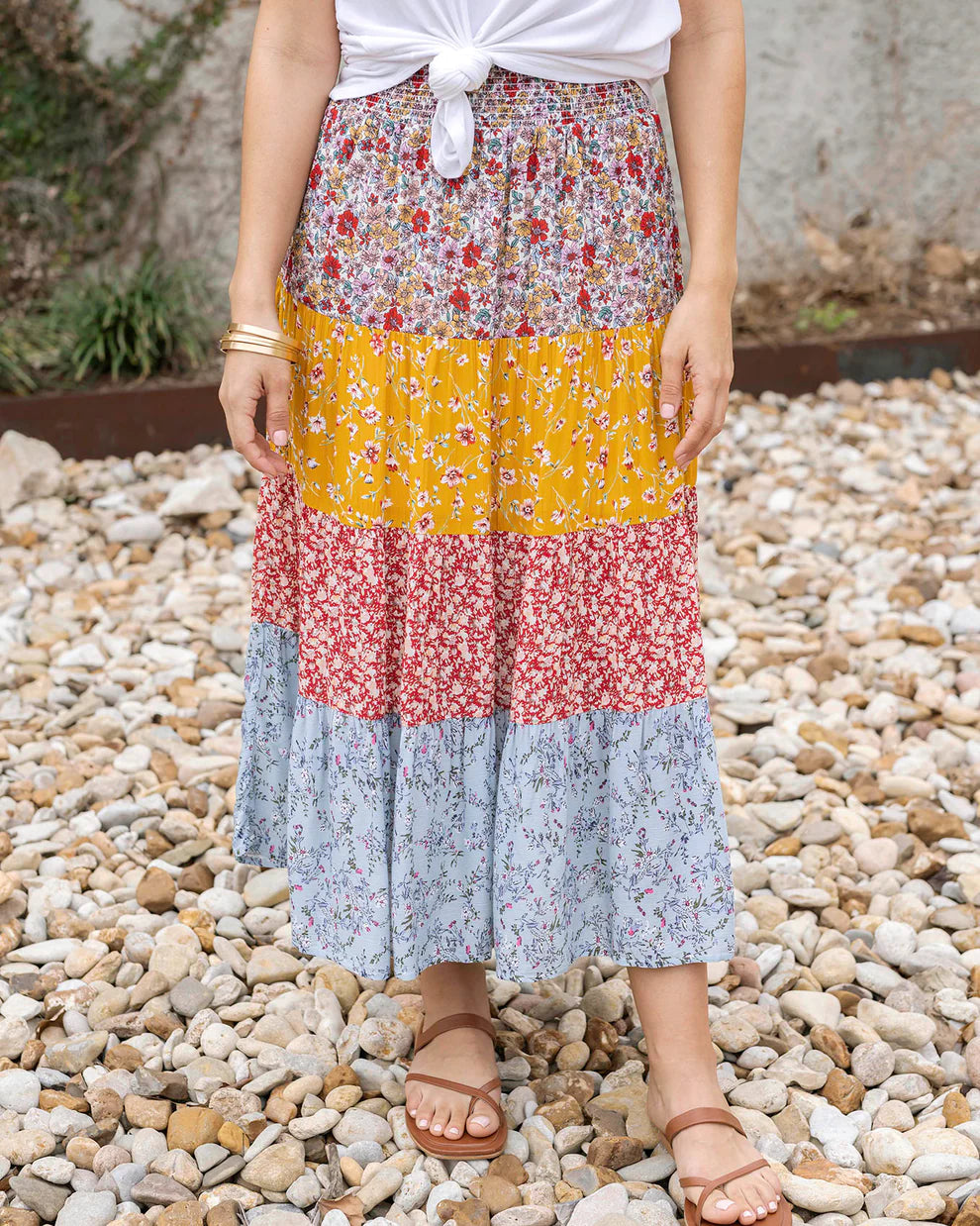 *NEW* Grace & Lace | Go-To Tiered Skirt | Floral Patchwork